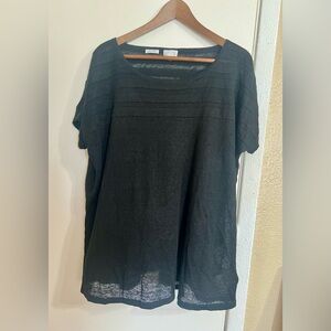 TSE for Neiman Marcus Linen Blouse Black SzL Italian Yarn QuietLuxury OldMoney